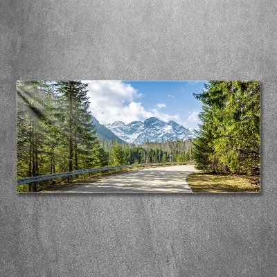 Wall art on glass Road of the tatra mountains