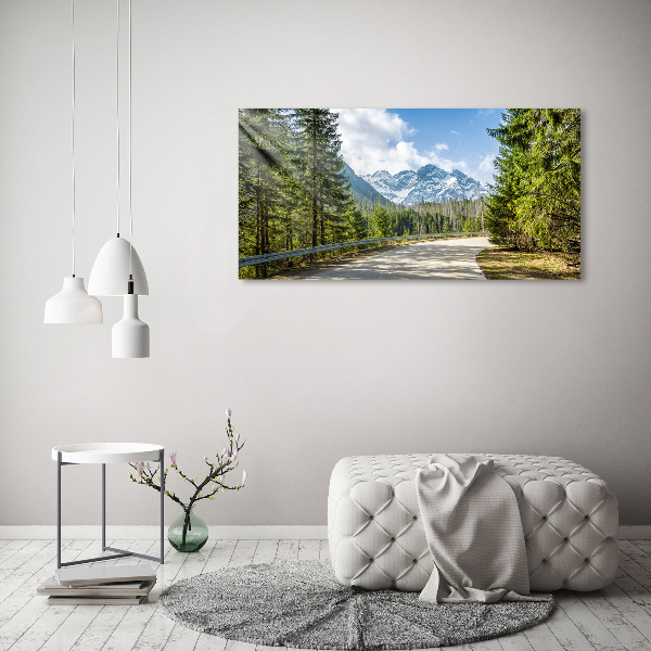 Wall art on glass Road of the tatra mountains