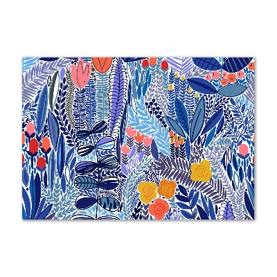 Glass wall art large Floral pattern