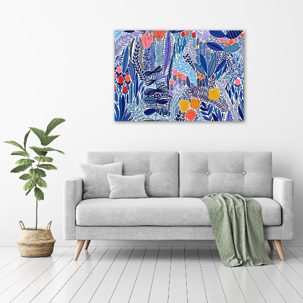 Glass wall art large Floral pattern