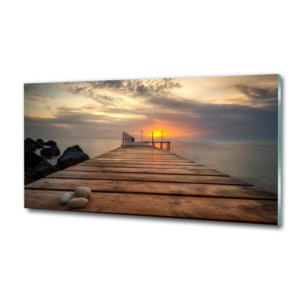 Wall art on glass Wooden pier