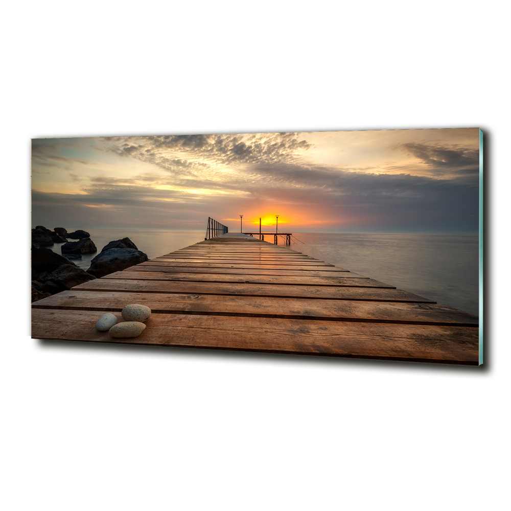 Wall art on glass Wooden pier