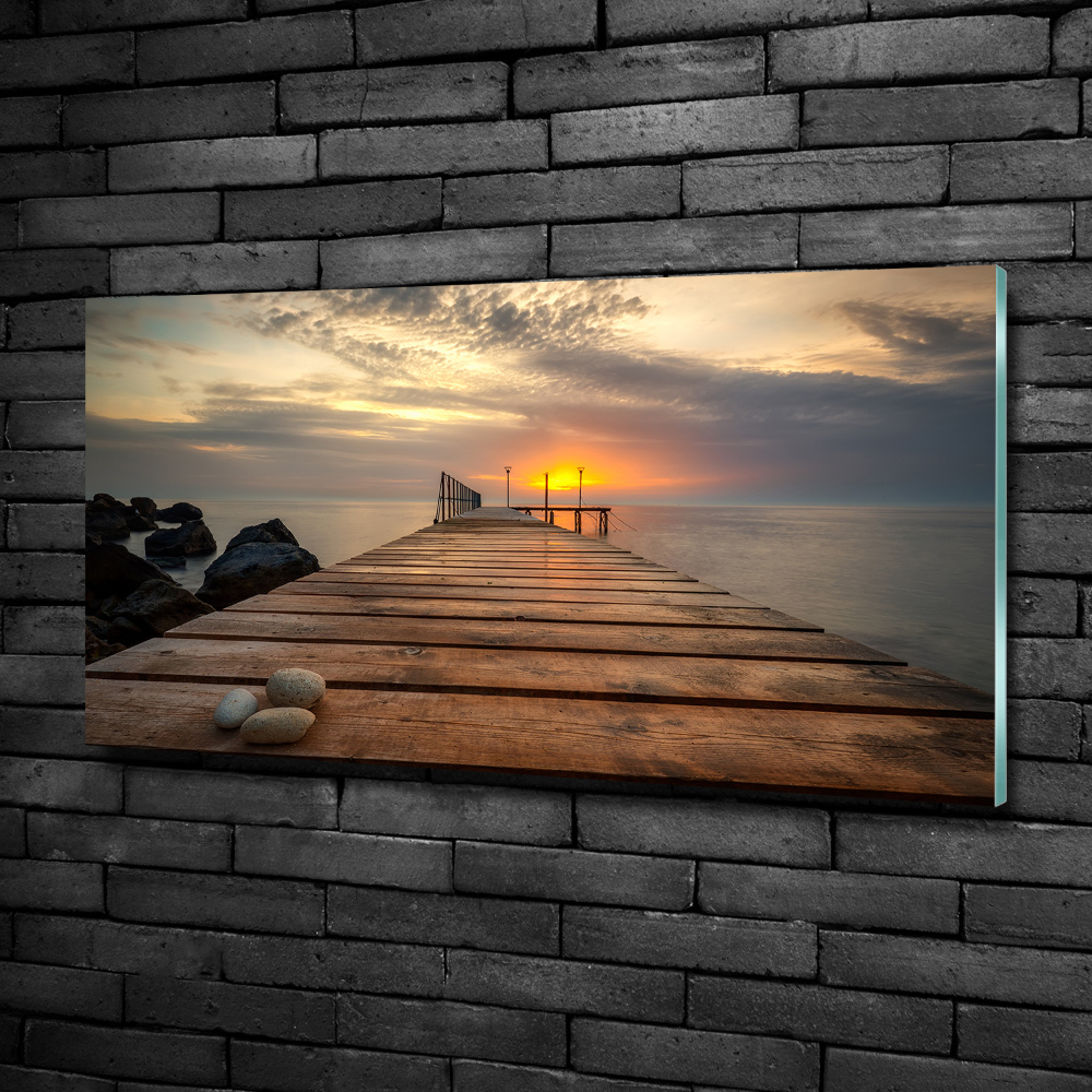 Wall art on glass Wooden pier