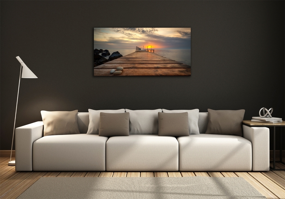 Wall art on glass Wooden pier