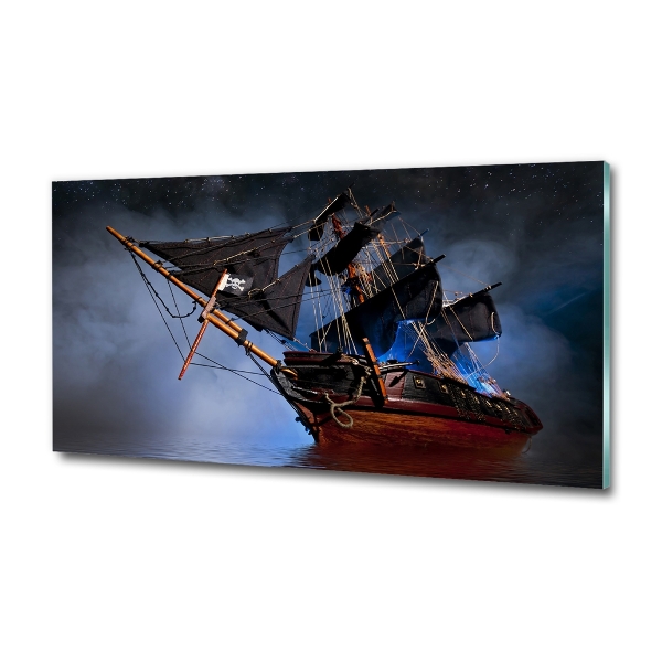 Printed glass wall art Pirate ship