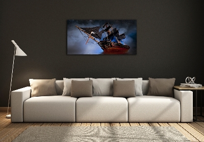 Printed glass wall art Pirate ship