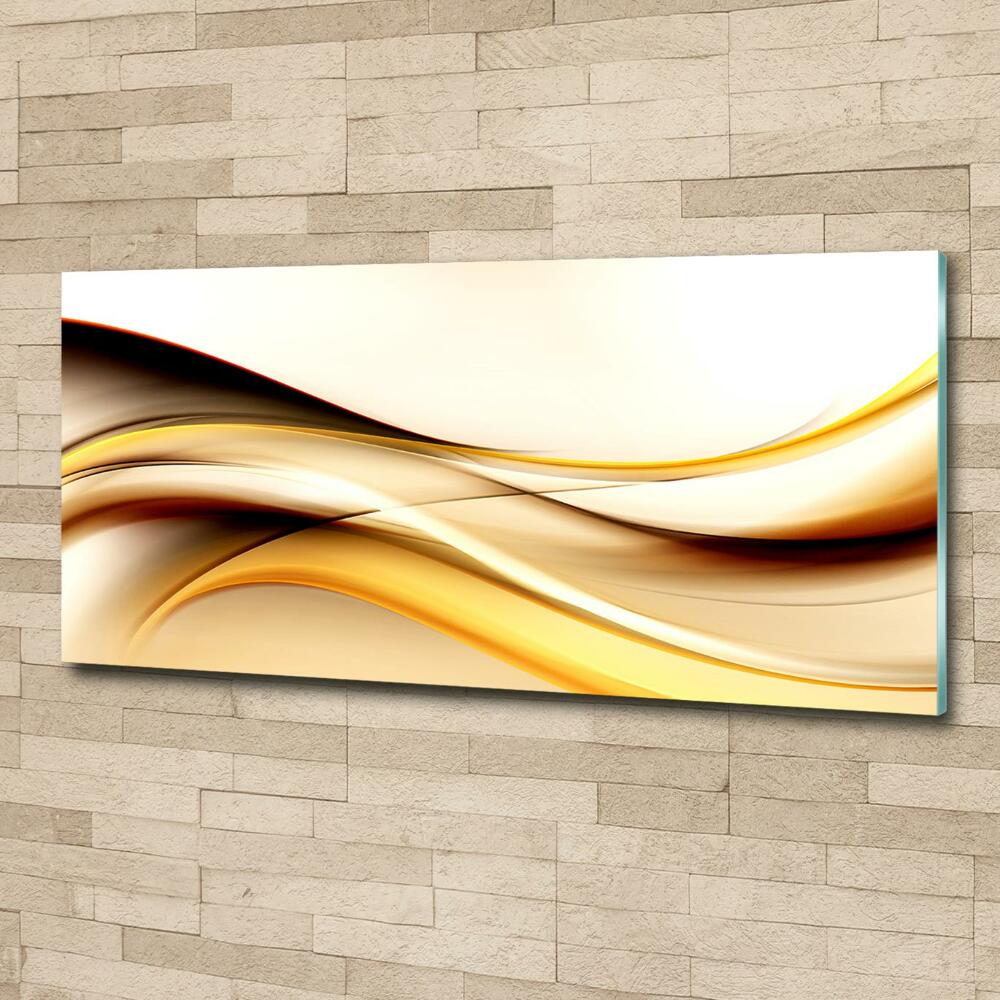 Glass wall art large Abstract waves