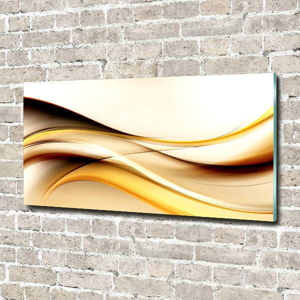 Glass wall art large Abstract waves