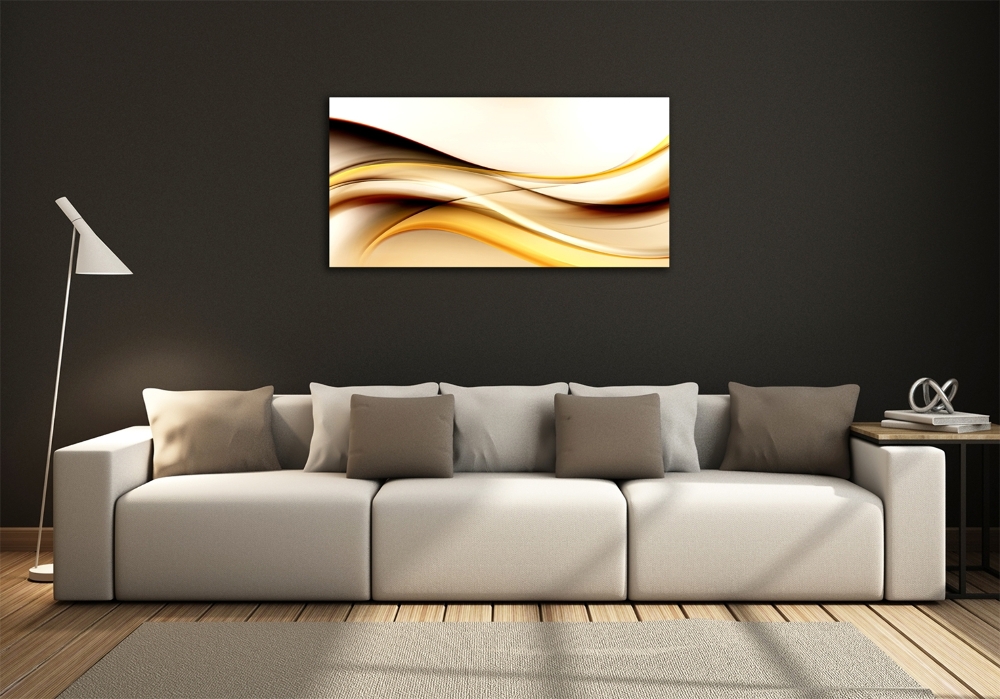 Glass wall art large Abstract waves