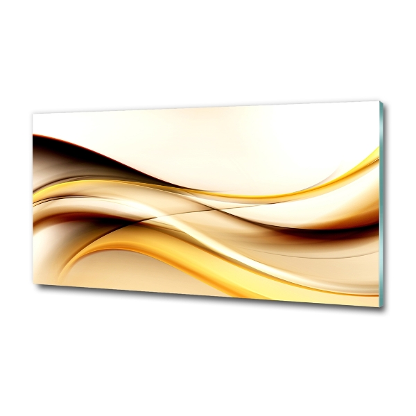 Glass wall art large Abstract waves