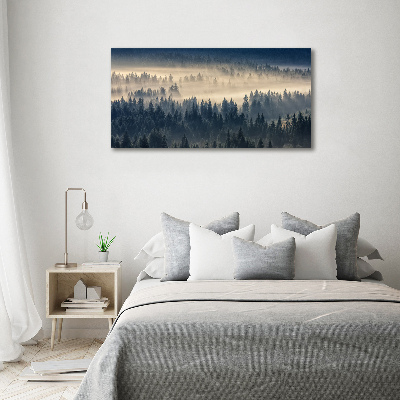 Glass art print Fog over the forest