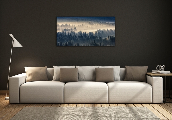 Glass art print Fog over the forest