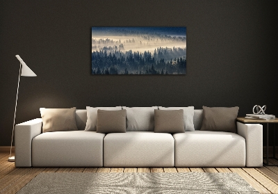 Glass art print Fog over the forest