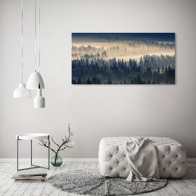 Glass art print Fog over the forest