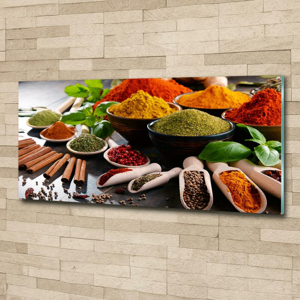 Wall art on glass Colorful spices