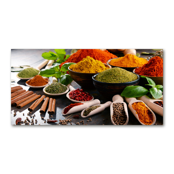 Wall art on glass Colorful spices