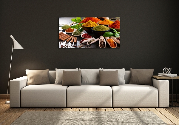 Wall art on glass Colorful spices