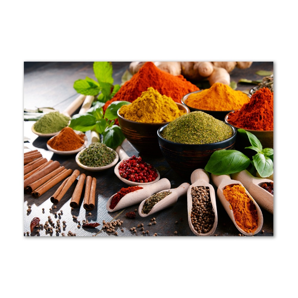 Wall art on glass Colorful spices