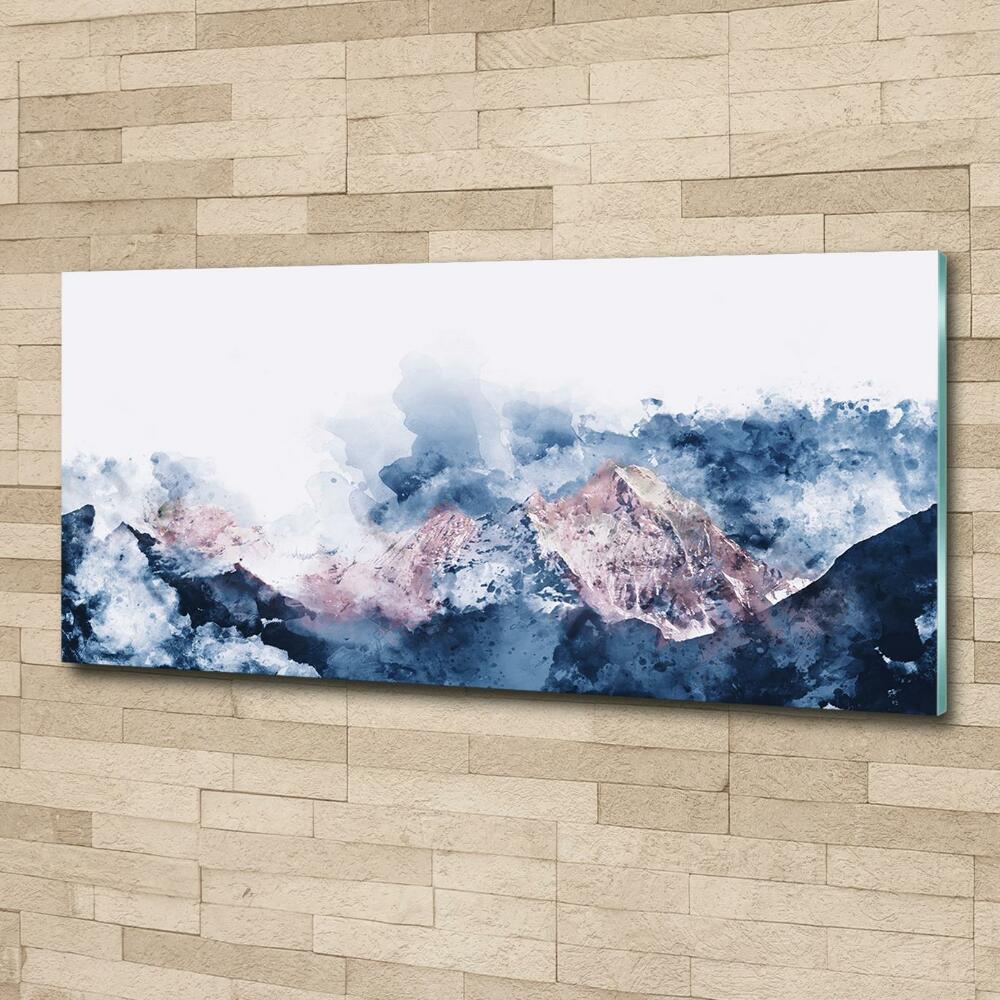 Glass wall art Mountain range