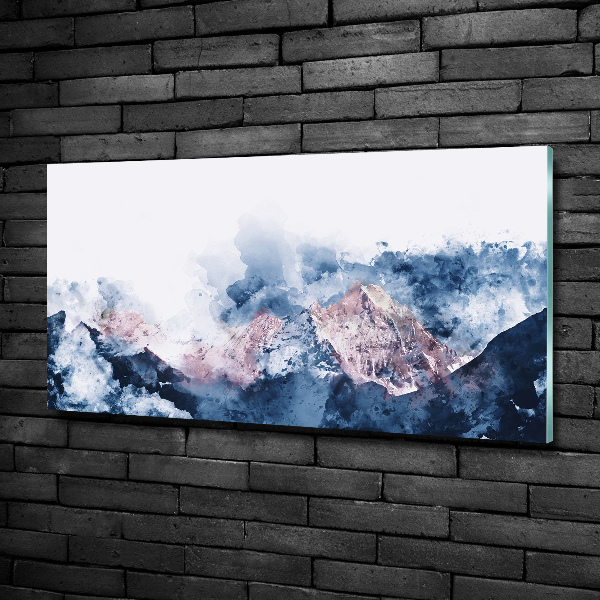 Glass wall art Mountain range