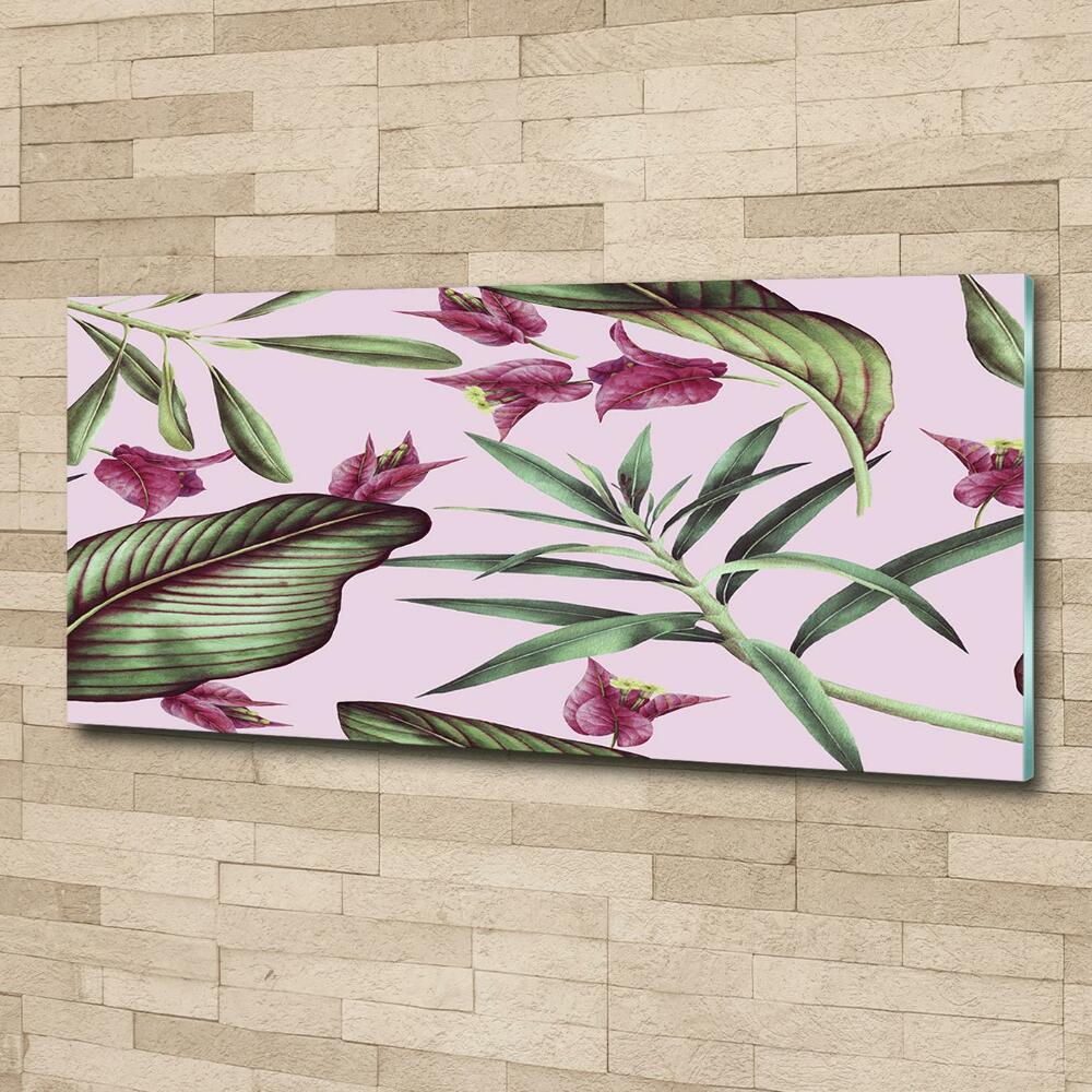 Glass wall art Tropical flowers