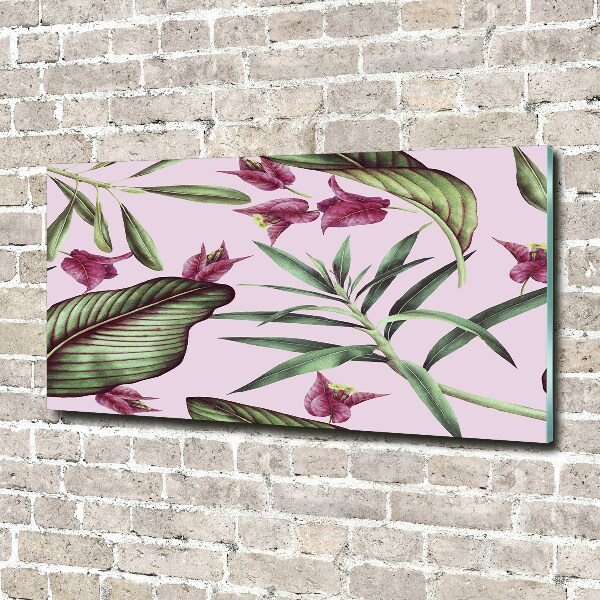 Glass wall art Tropical flowers