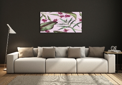 Glass wall art Tropical flowers