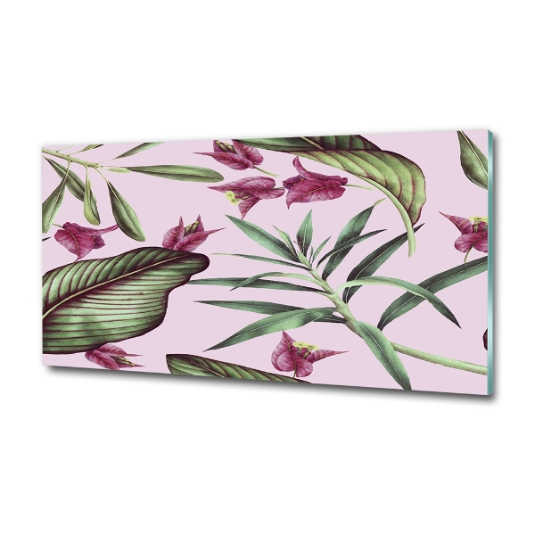 Glass wall art Tropical flowers