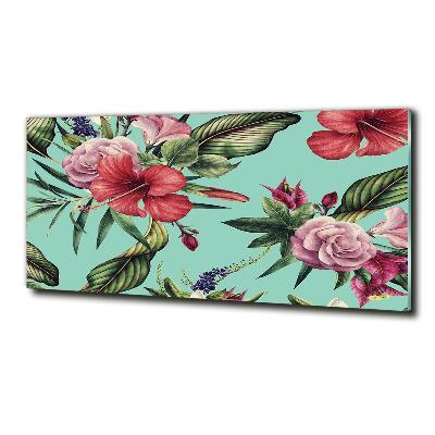 Wall art on glass Tropical flowers