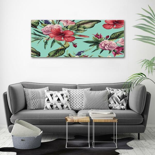 Wall art on glass Tropical flowers