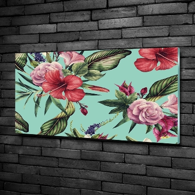 Wall art on glass Tropical flowers