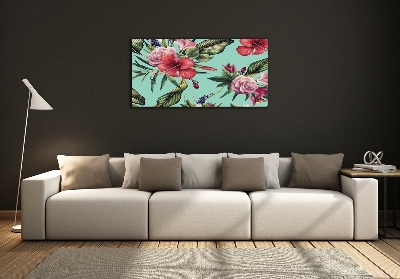 Wall art on glass Tropical flowers