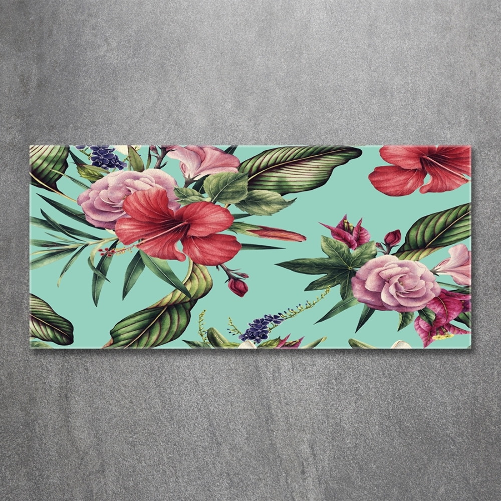 Wall art on glass Tropical flowers