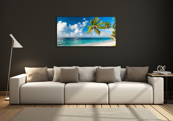 Glass wall art Maldives beach