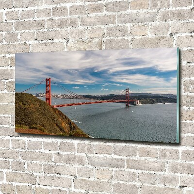 Wall art on glass San francisco bridge