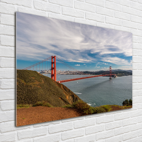 Wall art on glass San francisco bridge