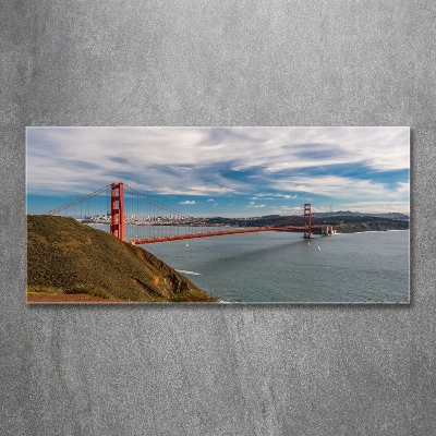 Wall art on glass San francisco bridge