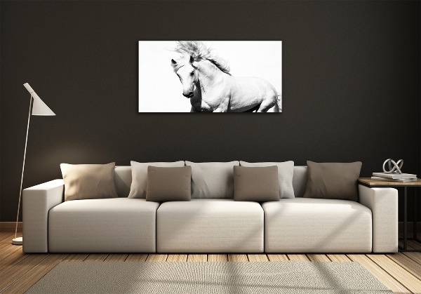 Glass wall art White horse