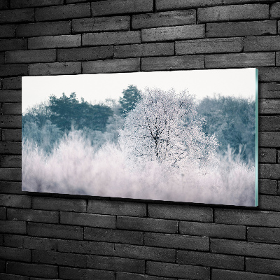 Glass wall art Winter trees