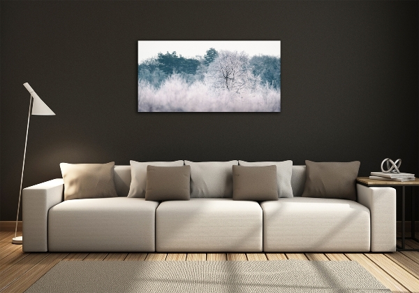 Glass wall art Winter trees