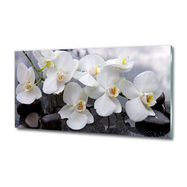 Glass wall art Orchid