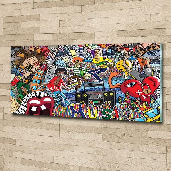 Glass wall art Musical collage