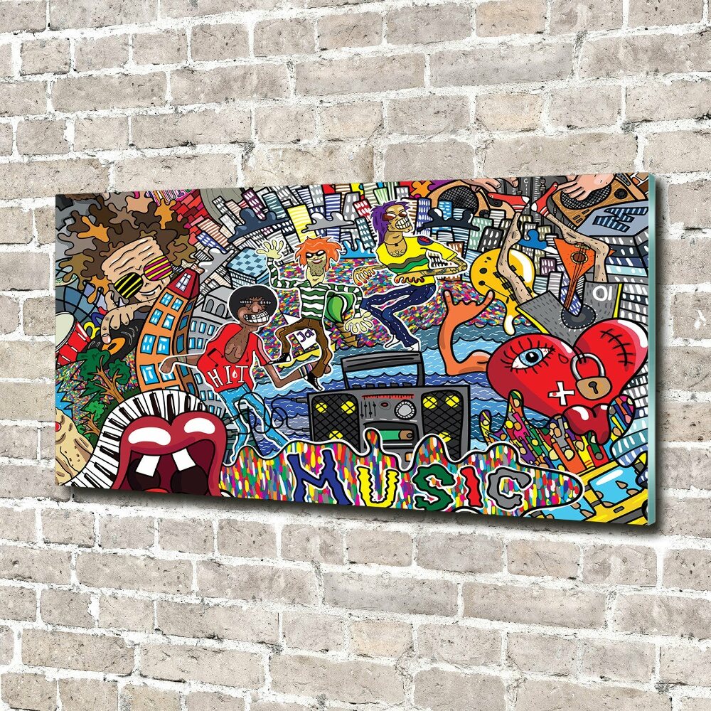 Glass wall art Musical collage