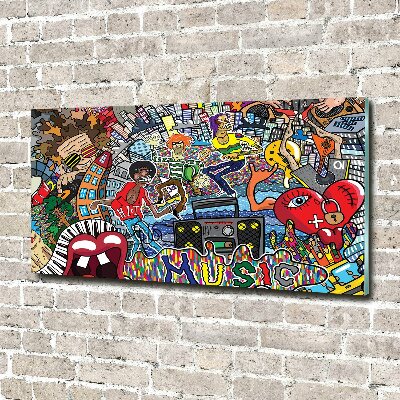 Glass wall art Musical collage