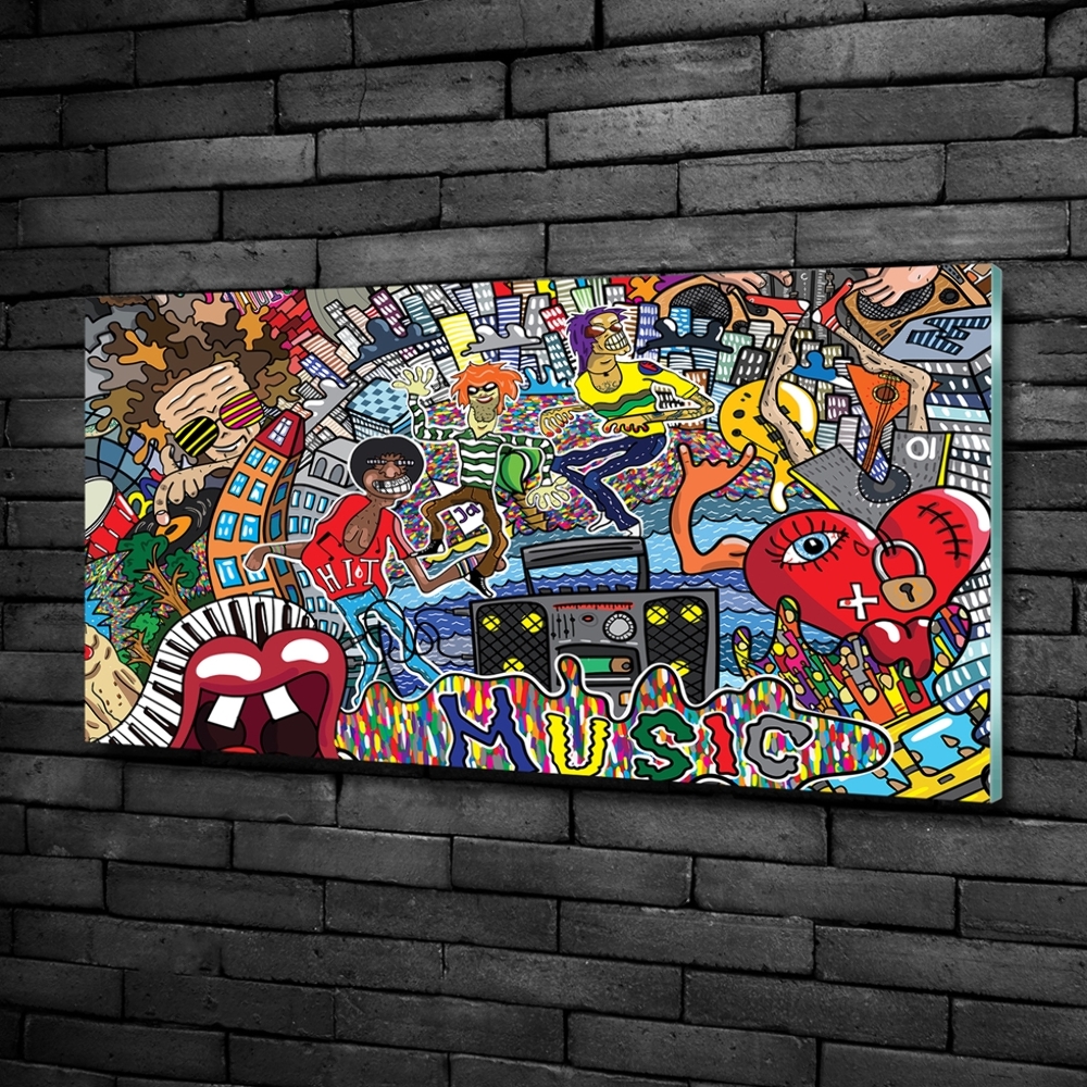 Glass wall art Musical collage