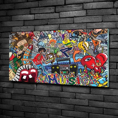 Glass wall art Musical collage