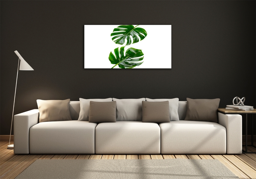 Wall art on glass Tropical leaves