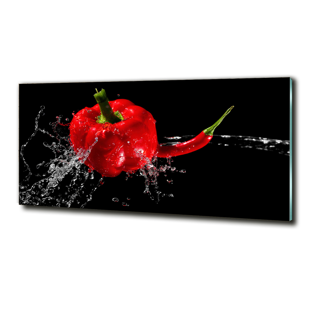 Wall art on glass Red peppers