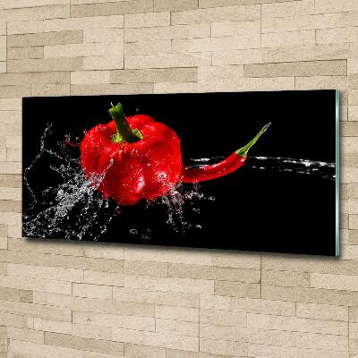 Wall art on glass Red peppers