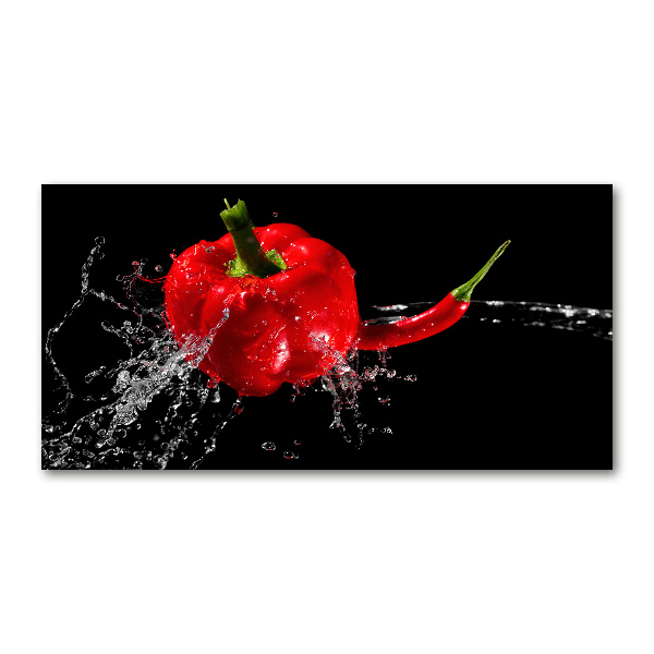 Wall art on glass Red peppers